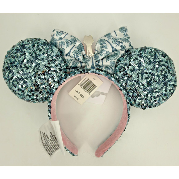 Disney Parks Epcot World Showcase France Eiffel Tower Sequin Minnie Ear Headband - Picture 5 of 8